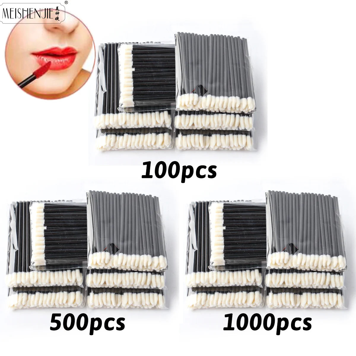 Atacado 50/1000 unidades Pincéis de Lábios Aplicadores – Escova para Cílios, Pincel para Batom, Aplicador de Gloss Labial – Ferramenta de Beleza para Maquiagem