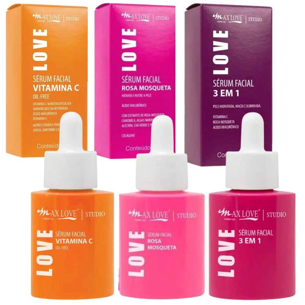 Kit C/3 Serum Max Love Vitamin C + Serum 3 in 1 + Rosehip Serum