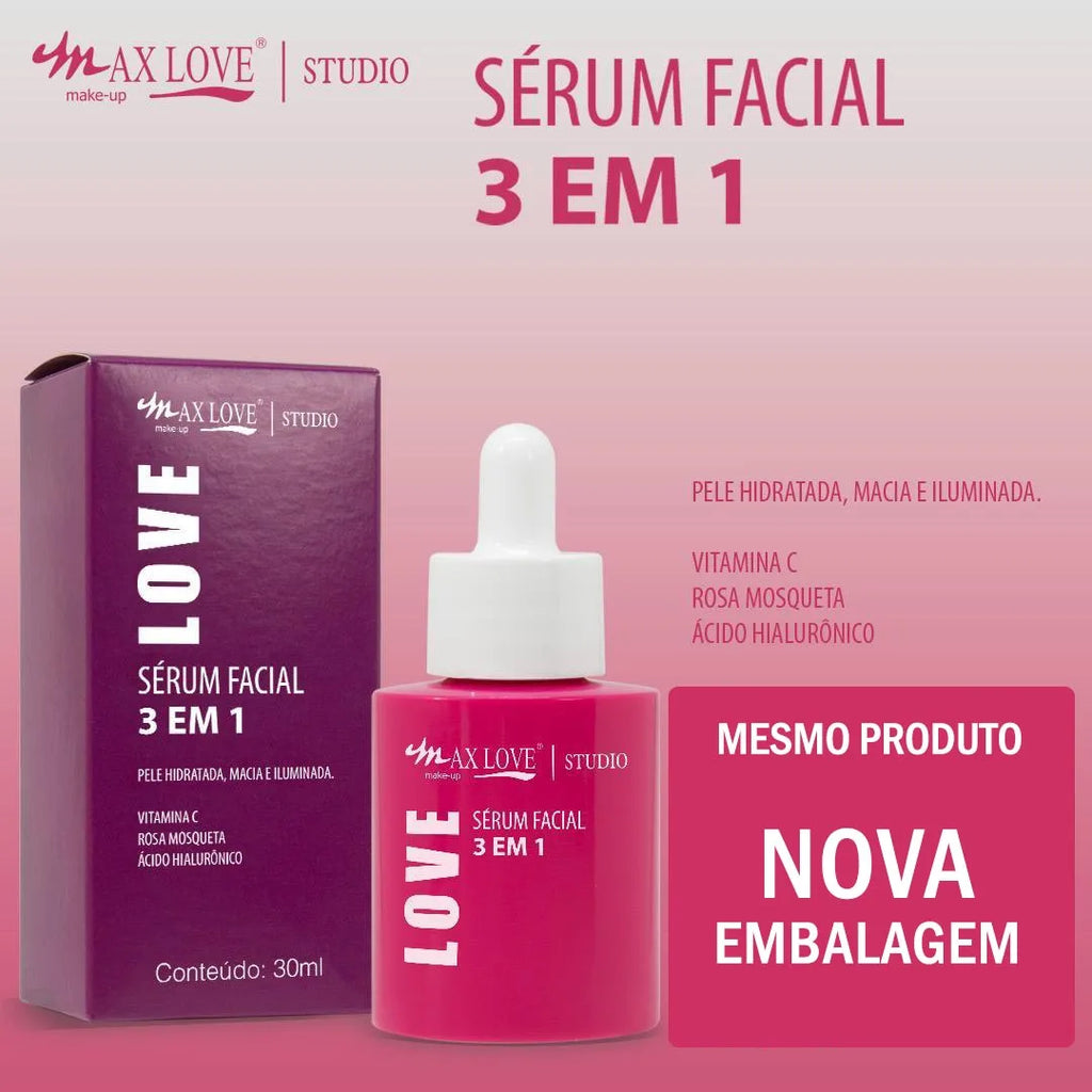 Kit C/3 Serum Max Love Vitamin C + Serum 3 in 1 + Rosehip Serum